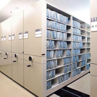 カルテ・X線フィルム・器材保管用移動棚 アーカイブ - 棚、保管